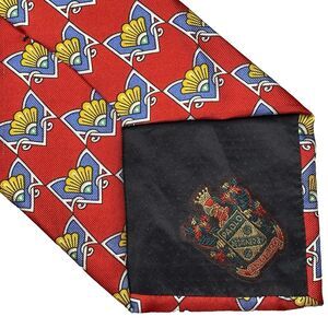 Vtg PAOLO GUCCI Mens Silk Tie Made In Italy Hand Finished Equestrian Red Blue